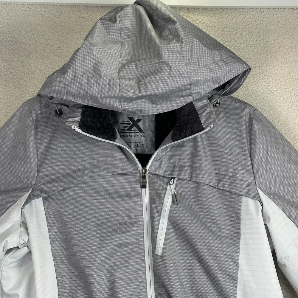 ZeroXposur Hooded Jacket Mens L Grey White Gorpcore Winter Techwear V92230